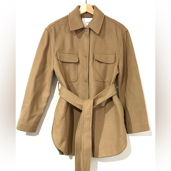 Aritzia Wilfred Rialto Wool Belted Shirt Jacket Camel Tan XS - Picture 4 of 9